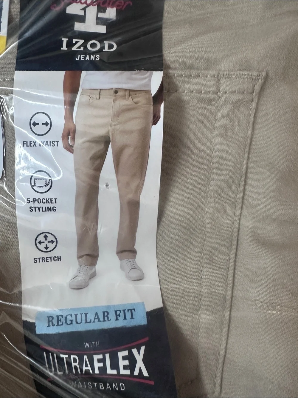 IZOD Men’s Regular Fit Ultraflex Knit Chinos - Tan